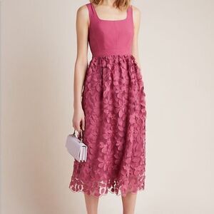 Anthropologie Lace Print Midi Dress Size 4